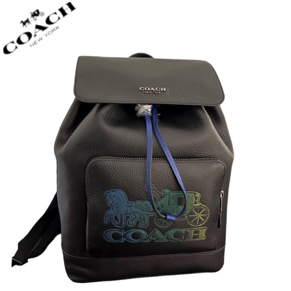 NWT COACH TURNER BACKPACK LEATHER‎ BLACK OMBRE - Picture 1 of 10